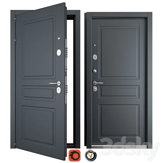 Entrance metal door Scandi 3 (Holz) 3ds Max