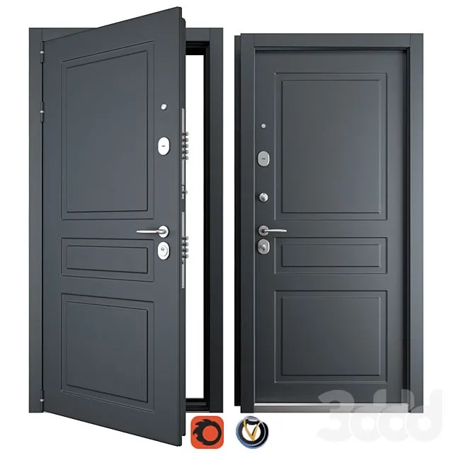 Entrance metal door Scandi 3 (Holz) 3dsMax Model