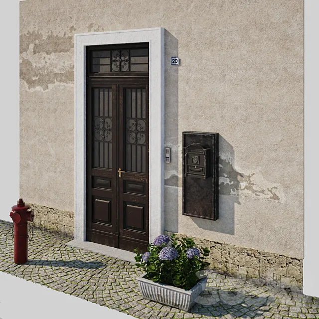 Entrance portal with street assets 3ds Max