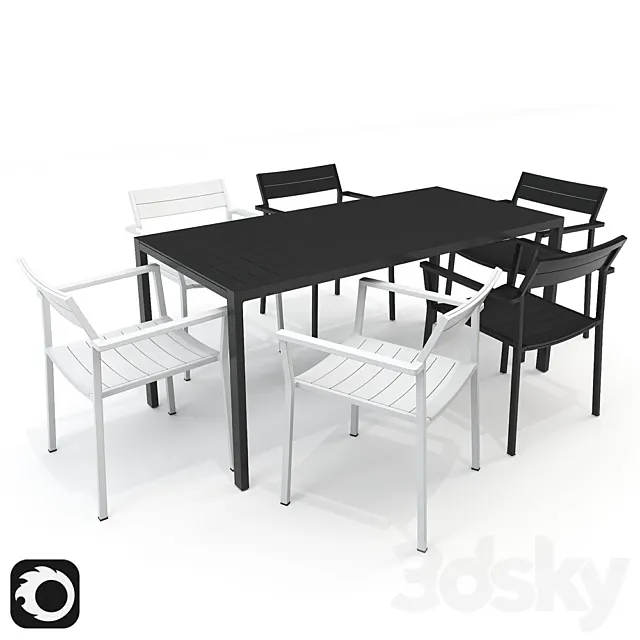 Eos Rectangular Table and armchair 3ds Max
