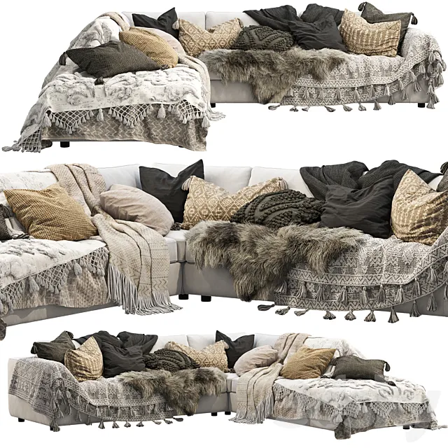 EQ3 Cello 3-Piece Sectional Sofa 3DS Max Model