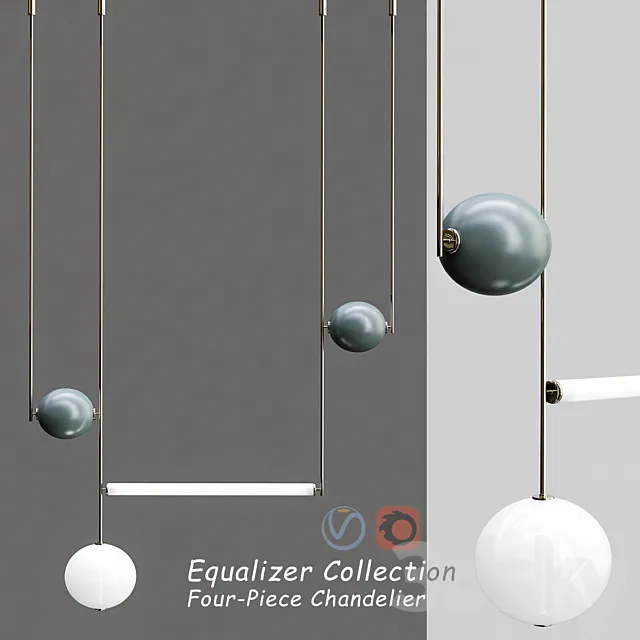 Equalizer_Collection_Four_Piece_Chandelier 3DSMax File