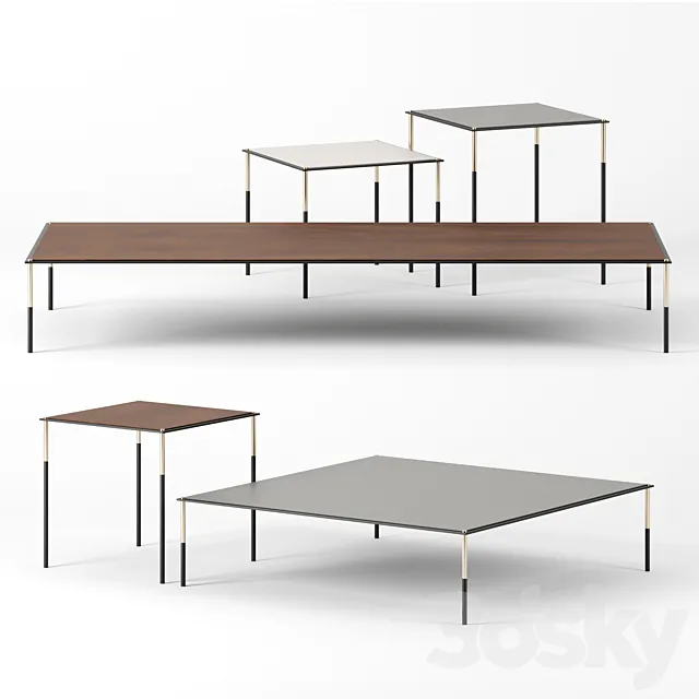 Era coffee tables square set by Living Divani 3DS Max Model