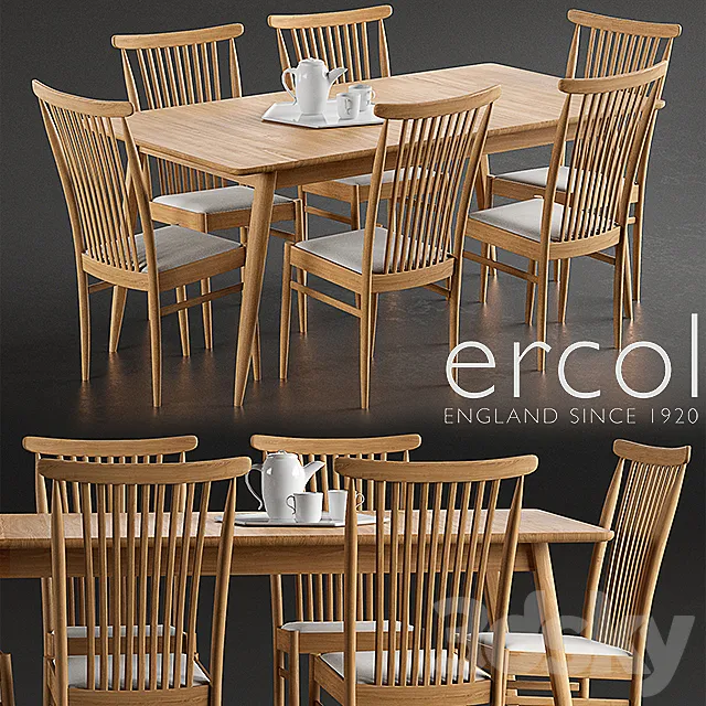 Ercol Teramo Medium Extending Dining Table Ercol Teramo Dining Chair 3DS Max Model