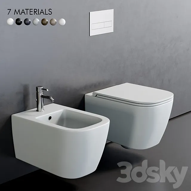 Esedra by SDR Ceramiche Quadra Wall-Hung WC 3DS Max Model