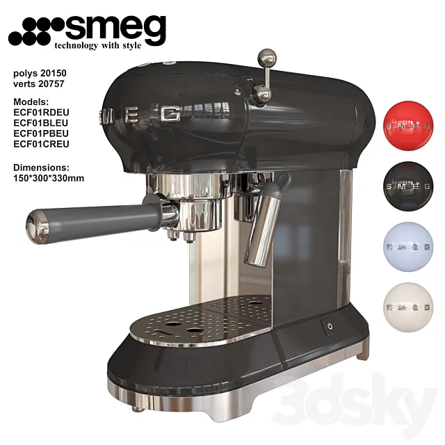 Espresso coffee machine SMEG ECF01 3DS Max Model