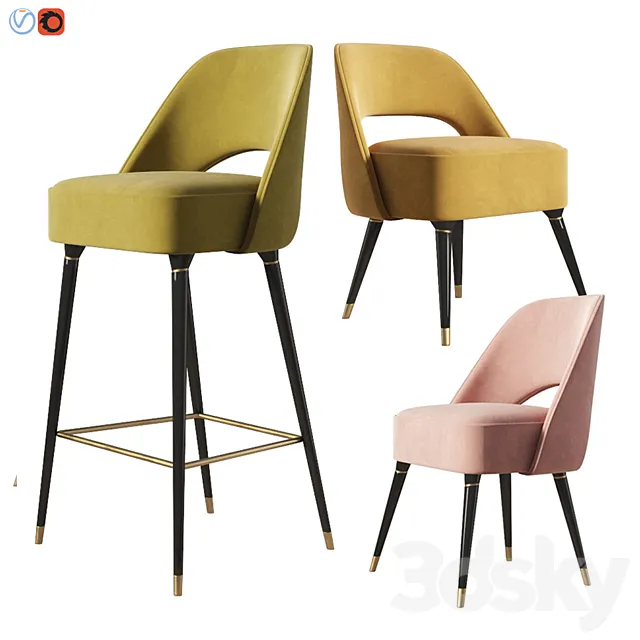 Essentialhome Collins Chair and Bar stool Set 3DSMax File