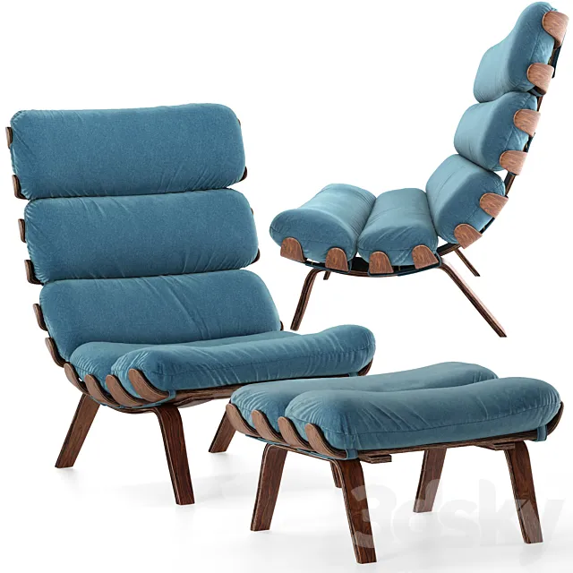 Essey armchair and ottoman (GreenThree) 3DS Max Model