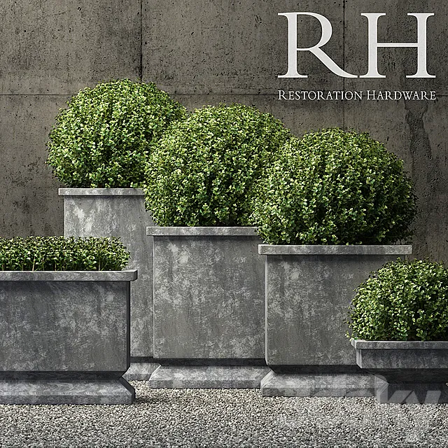 estate zinc footed planters 3ds Max