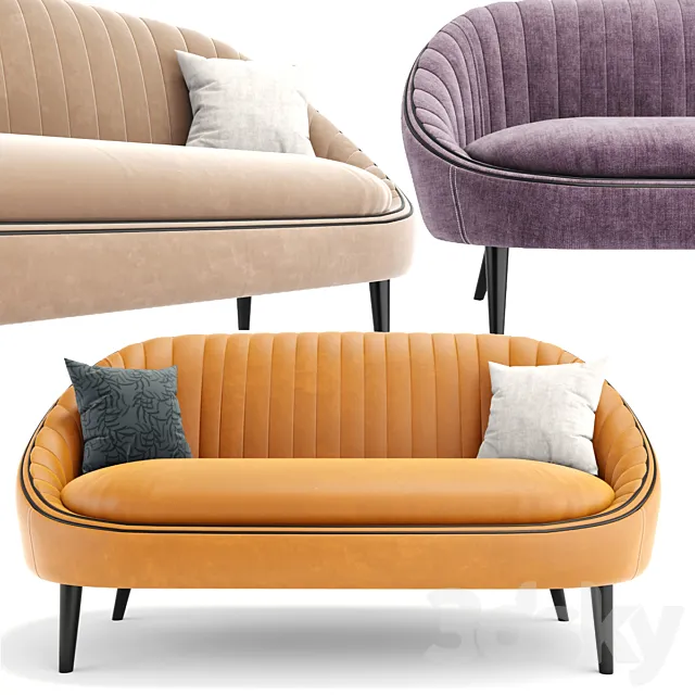 Ether Padded Strip Sofa With Pillow 3ds Max