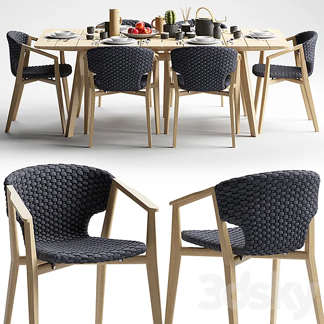 Ethimo Knit Dining Armchair and Dining Table 3DSMax File