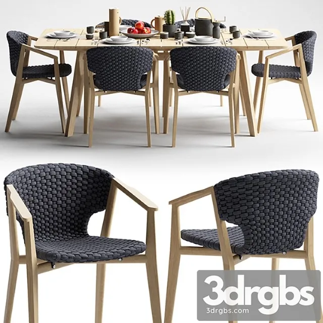 Ethimo knit dining armchair and dining table