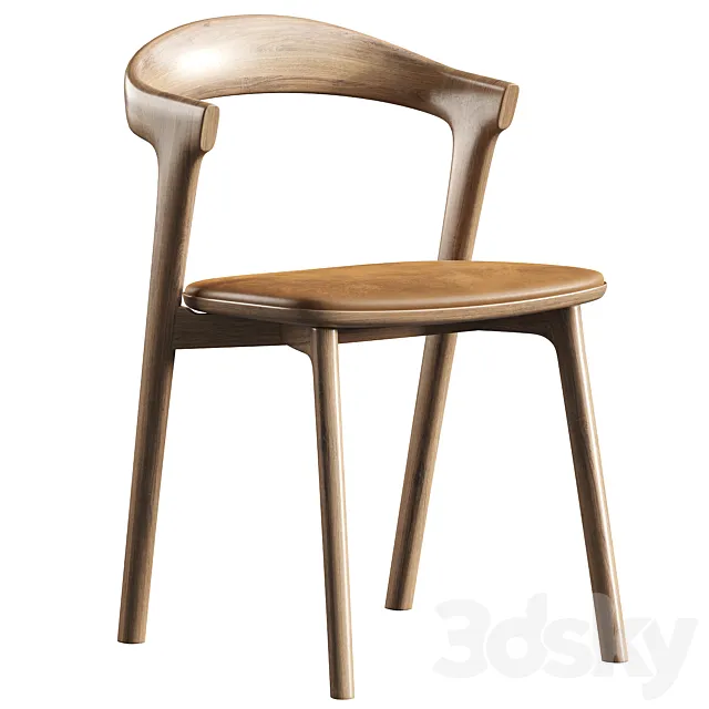 Ethnicraft Oak Bok Dining Chair Leather 3dsMax Model