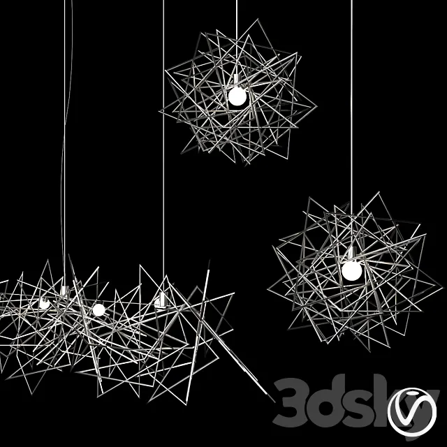 Etoile pendant and linear suspension 3ds Max