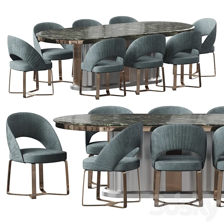 Etra dining table and chairs 3DS Max Model