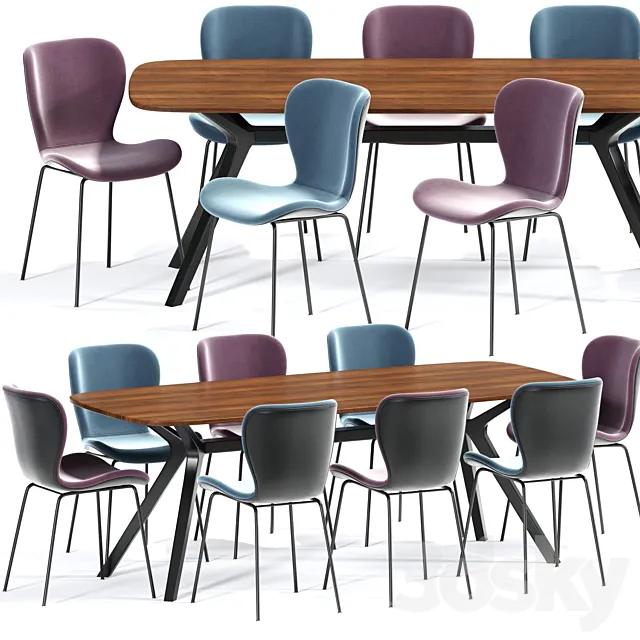 Etta Dining Chair Table Set 3DSMax File