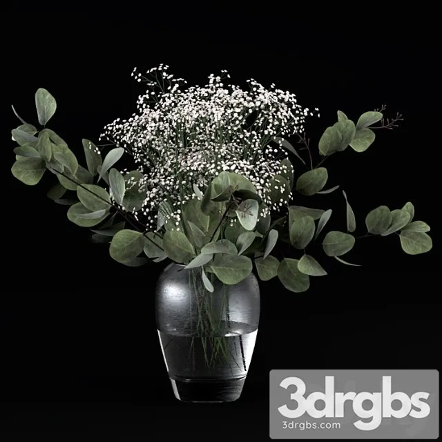 Eucalyptus Bouquets With Flowers And Grass 3dsmax Download