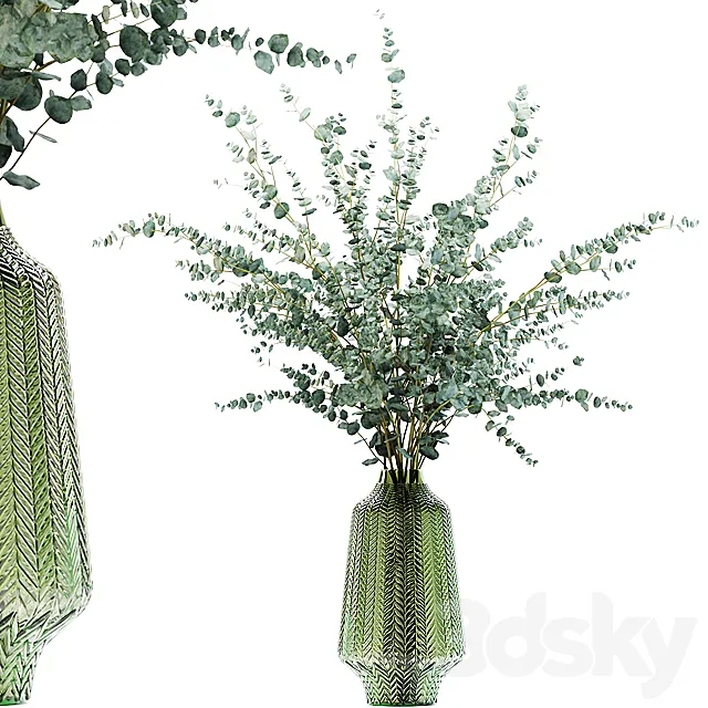 Eucalyptus branches in a green vase 3DS Max Model