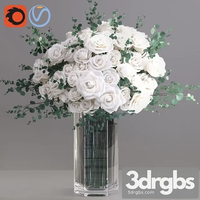 Eucalyptus Ecuador White Roses Vase 3dsmax Download