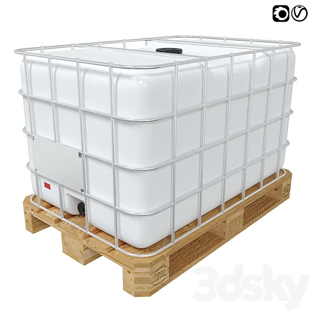 Euro-cubes capacity 1000l cubic capacity on a wooden pallet 3DS Max Model