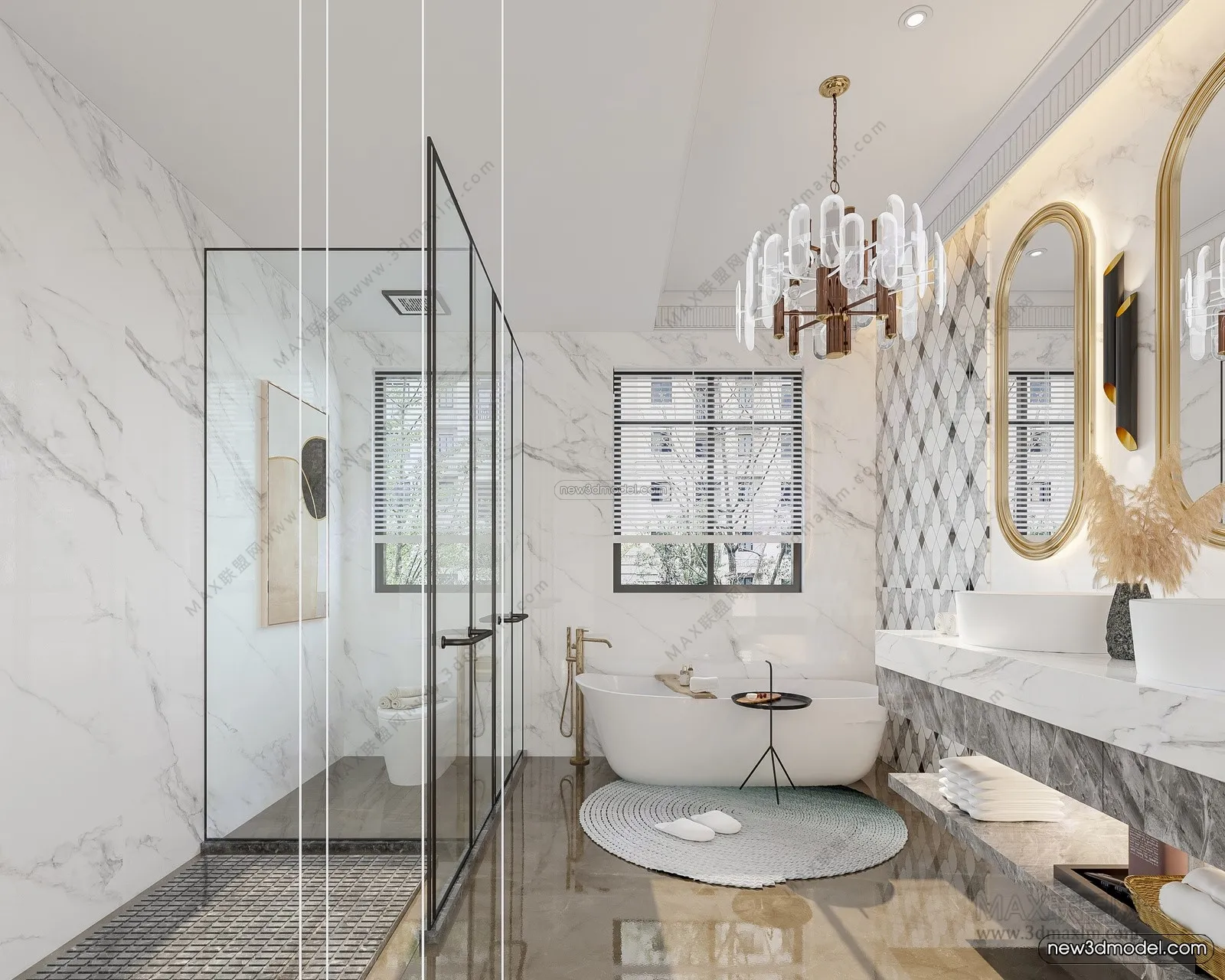 Europe Style Interior 3D Blocks – Bathroom 3D Model – 323 – VRAY