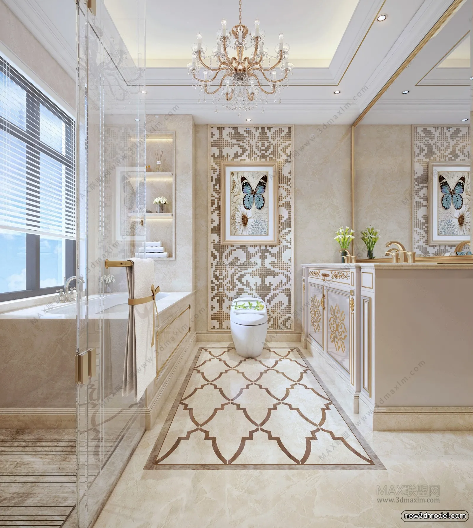 Europe Style Interior 3D Blocks – Bathroom 3D Model – 324 – VRAY
