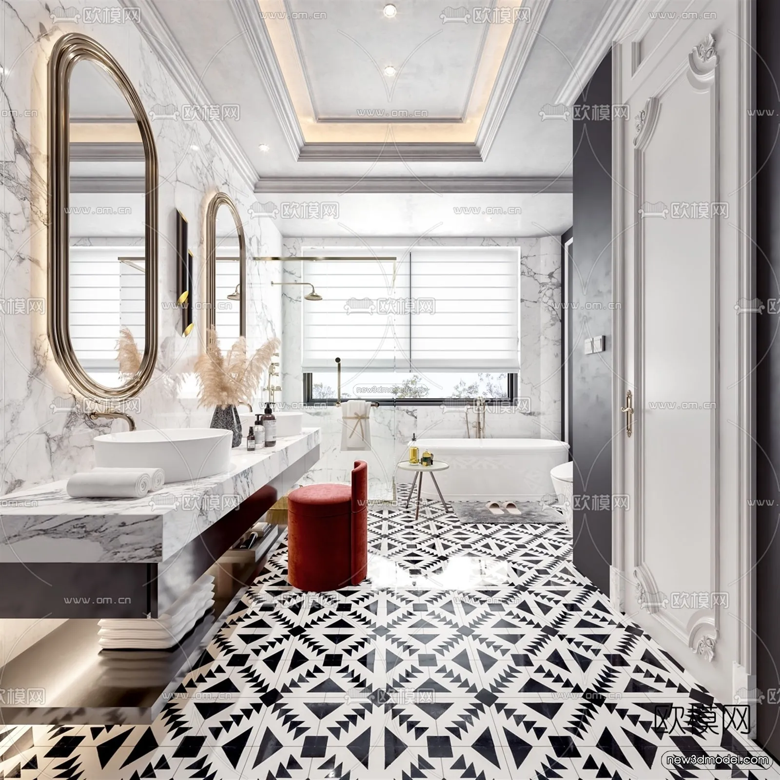 Europe Style Interior 3D Blocks – Bathroom 3D Model – 335 – VRAY