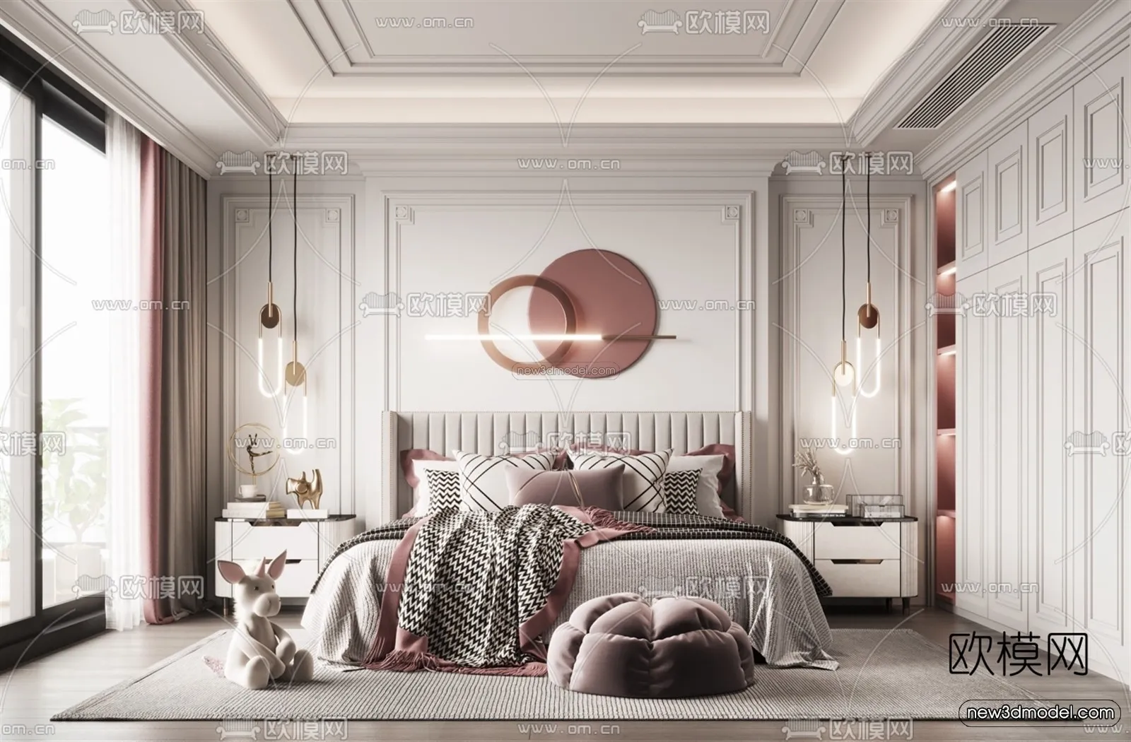 Europe Style Interior 3D Blocks – Bedroom 3D Model – 226 – VRAY
