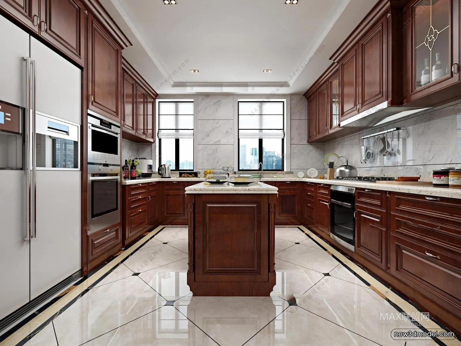 Europe Style Interior 3D Blocks – Kitchen 3D Model – 307 – VRAY