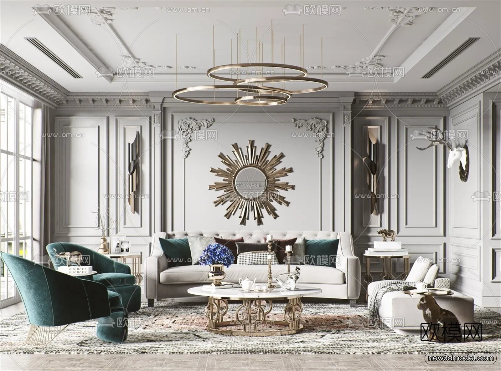 Europe Style Interior 3D Blocks – Living Room 3D Model – 016 – VRAY