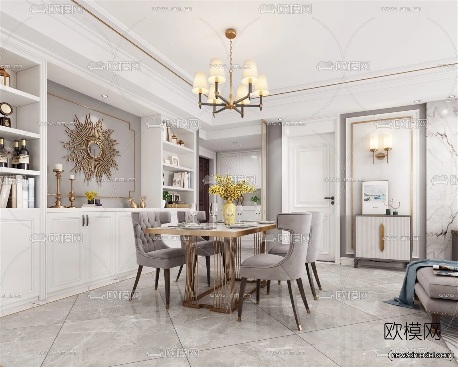 Europe Style Interior 3D Blocks – Living Room 3D Model – 043 – VRAY