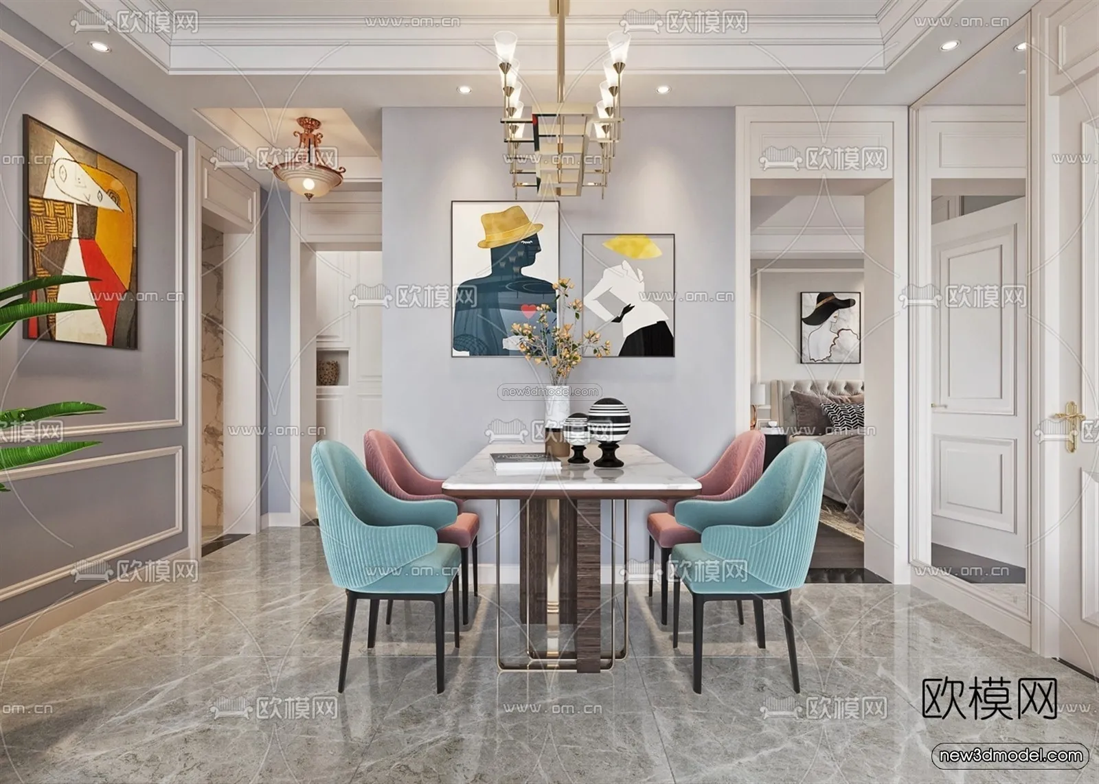 Europe Style Interior 3D Blocks – Living Room 3D Model – 056 – VRAY
