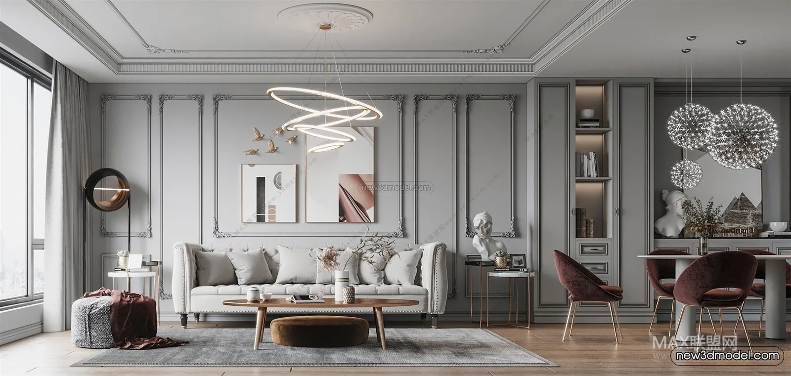 Europe Style Interior 3D Blocks – Living Room 3D Model – 126 – VRAY