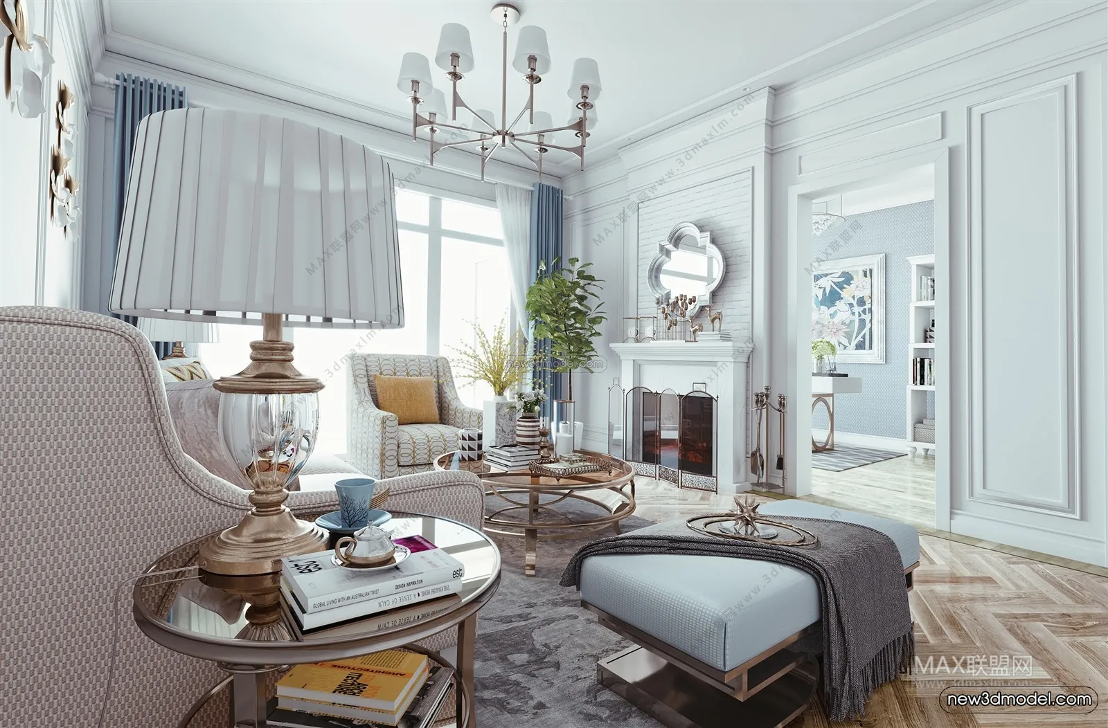 Europe Style Interior 3D Blocks – Living Room 3D Model – 129 – VRAY