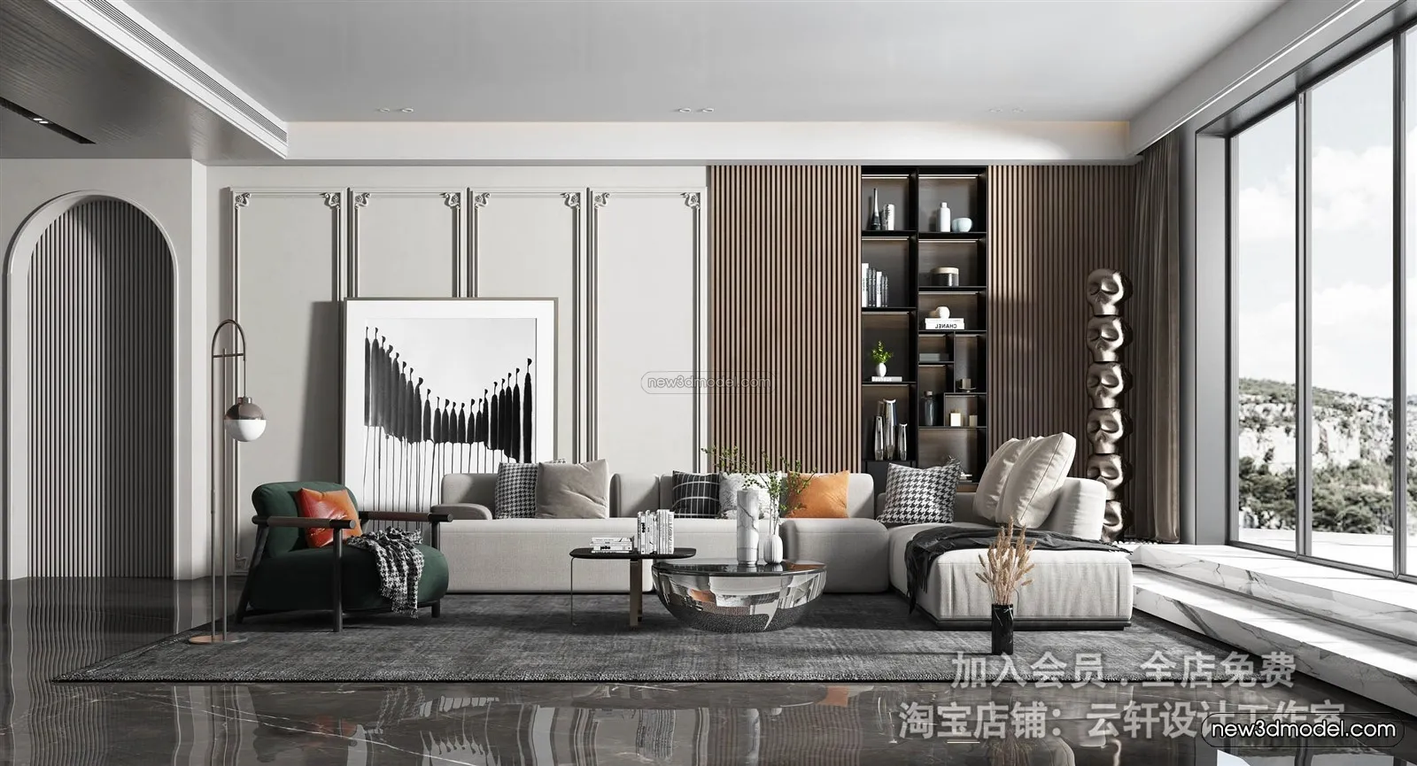 Europe Style Interior 3D Blocks – Living Room 3D Model – 158 – VRAY