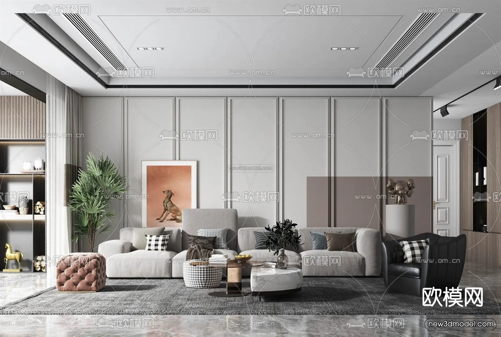 Europe Style Interior 3D Blocks – Living Room 3D Model – 161 – VRAY