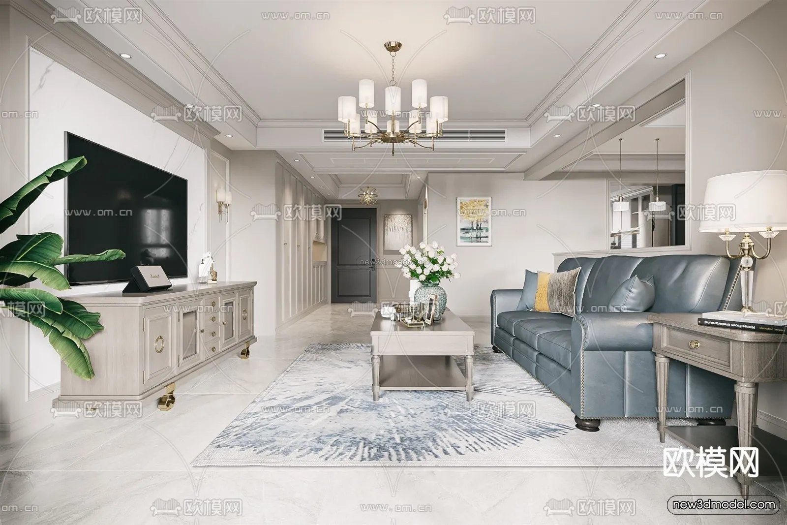 Europe Style Interior 3D Blocks – Living Room 3D Model – 185 – VRAY