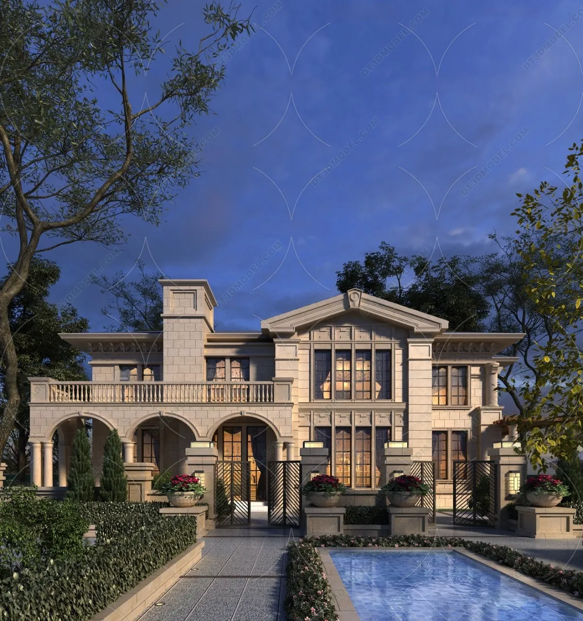 Europe Style Villa 3D Model – 3D Blocks – 021 – VRAY