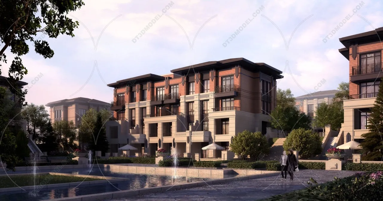 Europe Style Villa 3D Model – 3D Blocks – 128 – VRAY