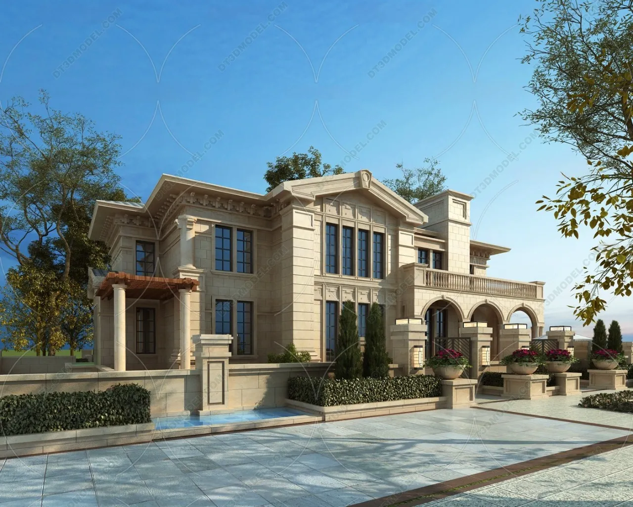 Europe Style Villa 3D Model – 3D Blocks – 129 – VRAY