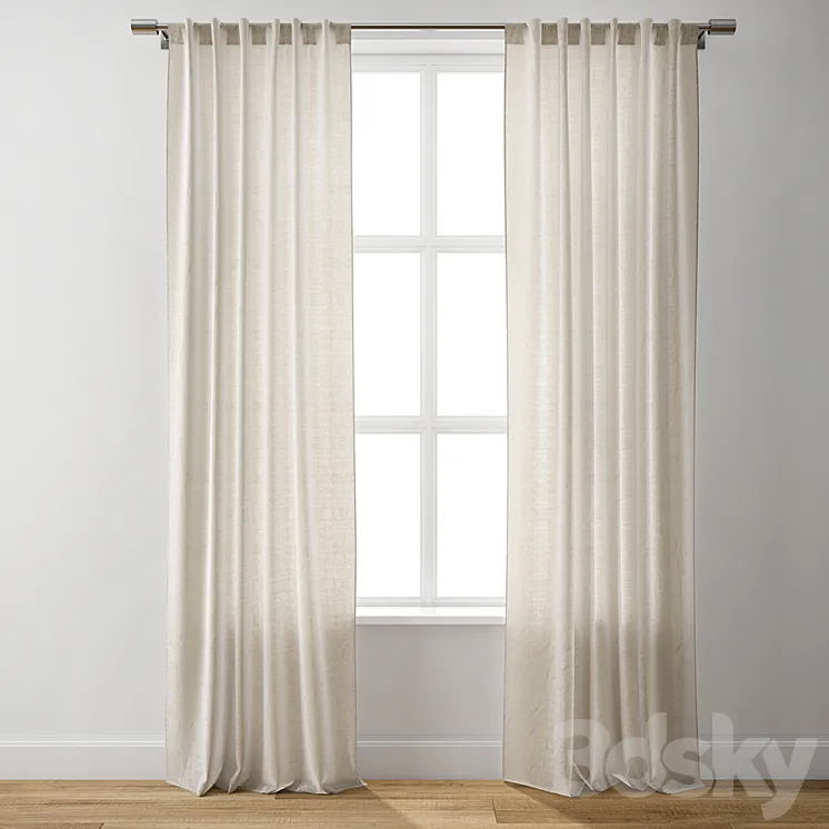 European Flax Linen Curtain – West Elm 3DS Max