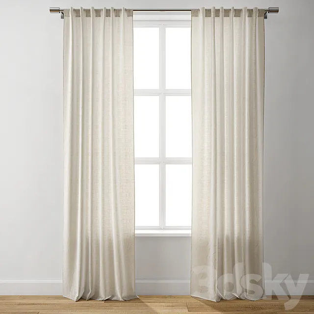 European Flax Linen Curtain – West Elm 3DSMax File