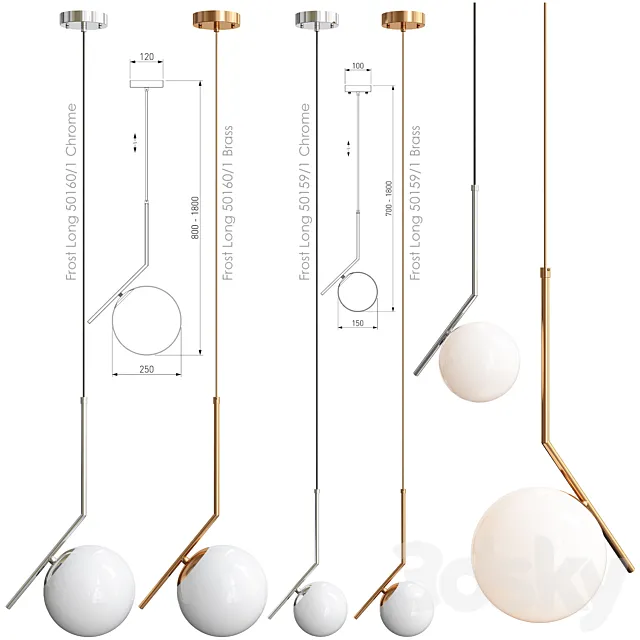 Eurosvet Frost Long 50 160_1 Chrome _ Brass _ Frost Long 50159_1 Chrome _ Brass 3ds Max