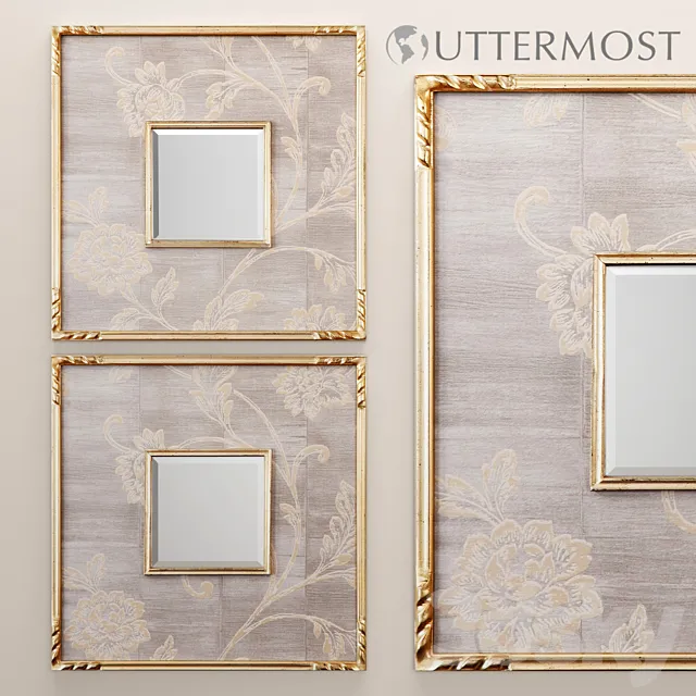 Evelyn Square Mirror. luxury. golden. decorative. frame. Uttermost. wall decor. decorative. interior. mirror 3DSMax File