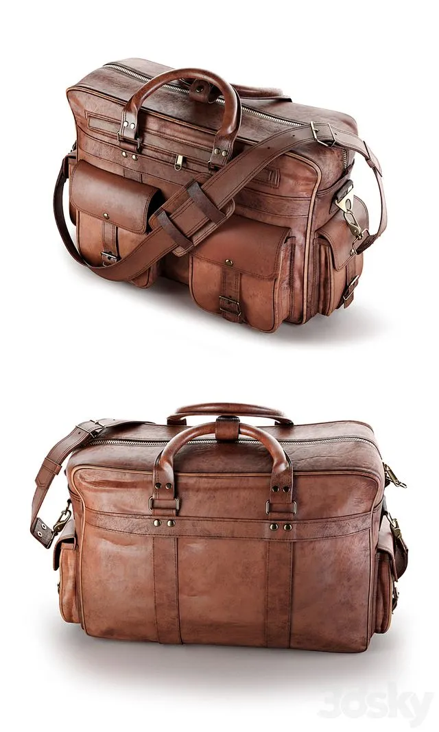 Everett Large Leather Pilot Briefcase Bag 3dsMax Model