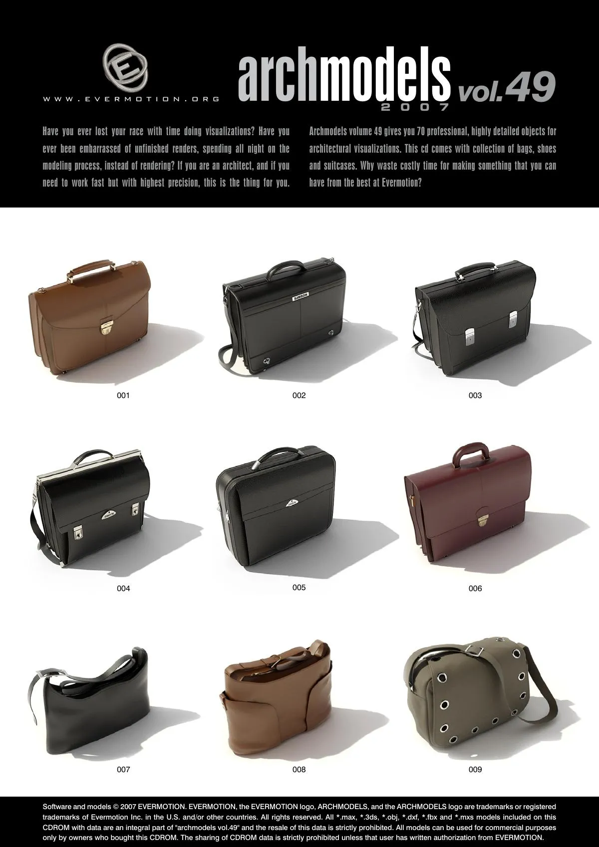 Evermotion Archmodels Vol 049 [Bags, Shoes, Hats, Umbrellas, Glasses]