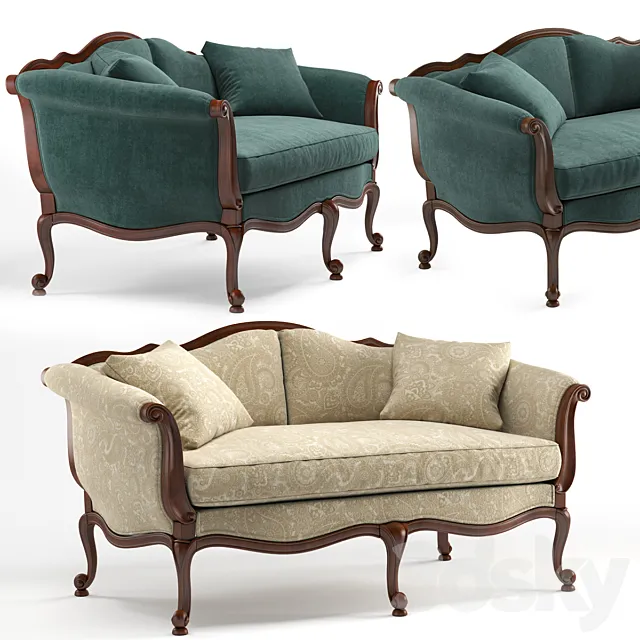 Evette Settee sofa by Ethan Allen 3ds Max