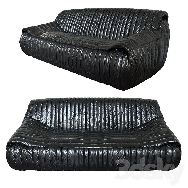 Exclusive & Organic 1970s Leather Sofa by Cinna France 3ds Max