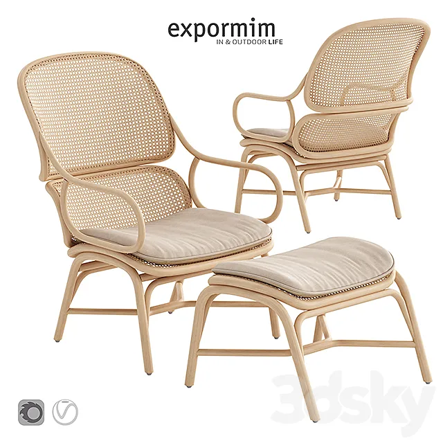 Expormim Frames Armchair with ottoman 3DS Max Model