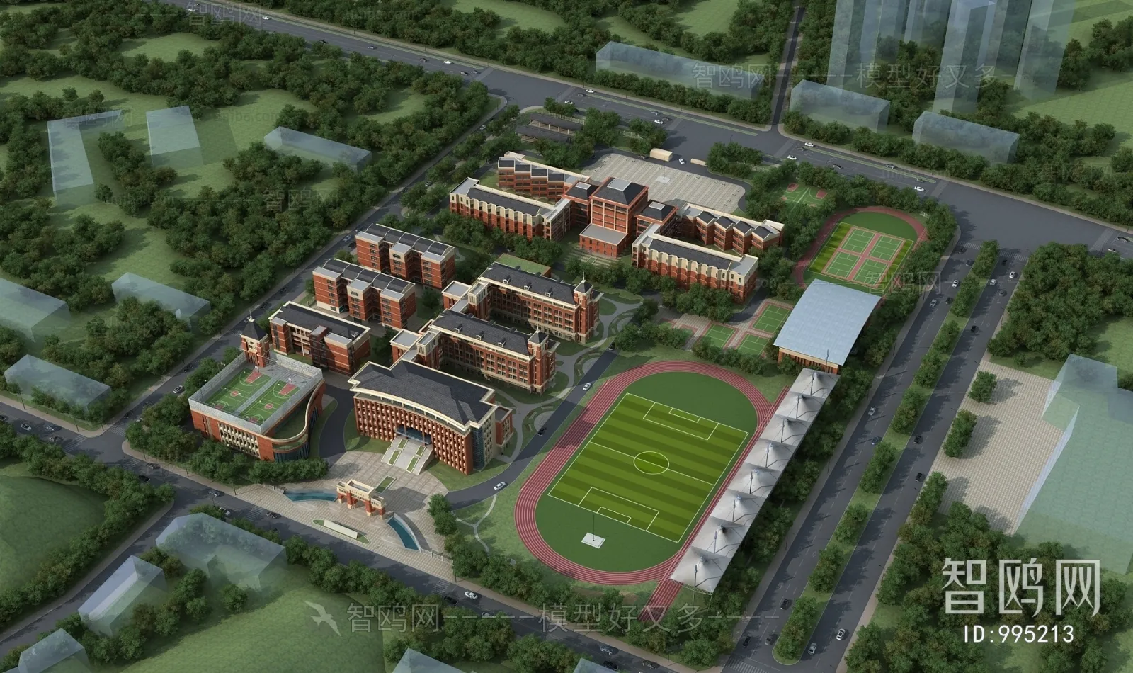 Exterior 3D Models of Shool – 3D Scenes – 014 – VRAY